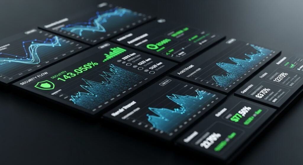 금융 거래의 실시간 네트워크 보안 모니터링 대시보드 화면